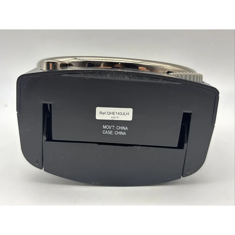 Seiko alarm Clock battery analog desk light 12 hour travel black plastic